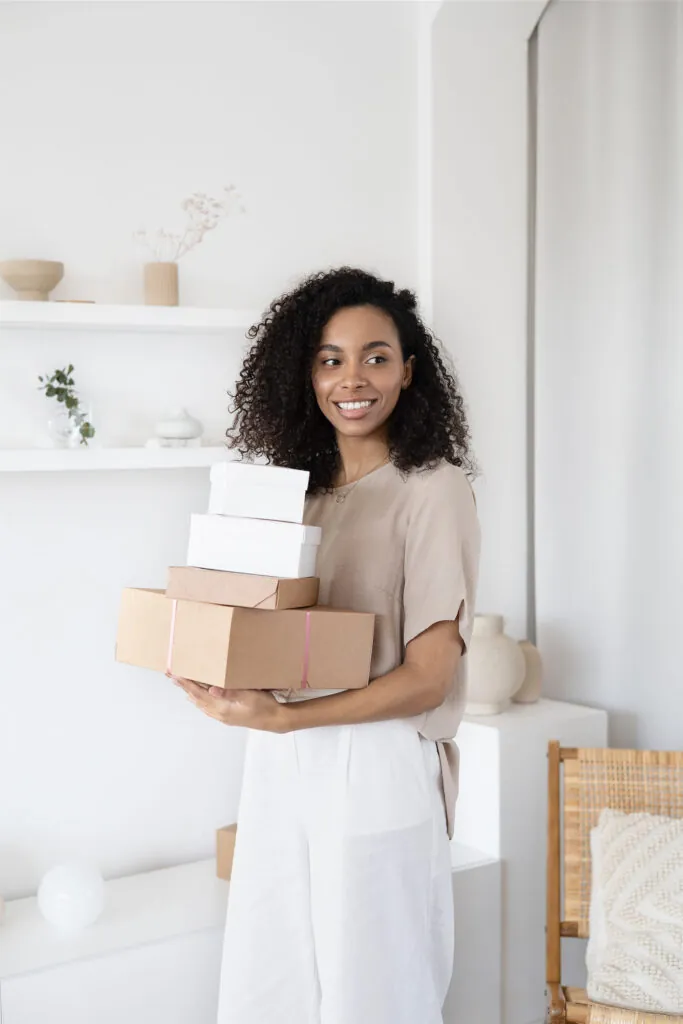Happy Woman Having Packages of Online Store Shopping