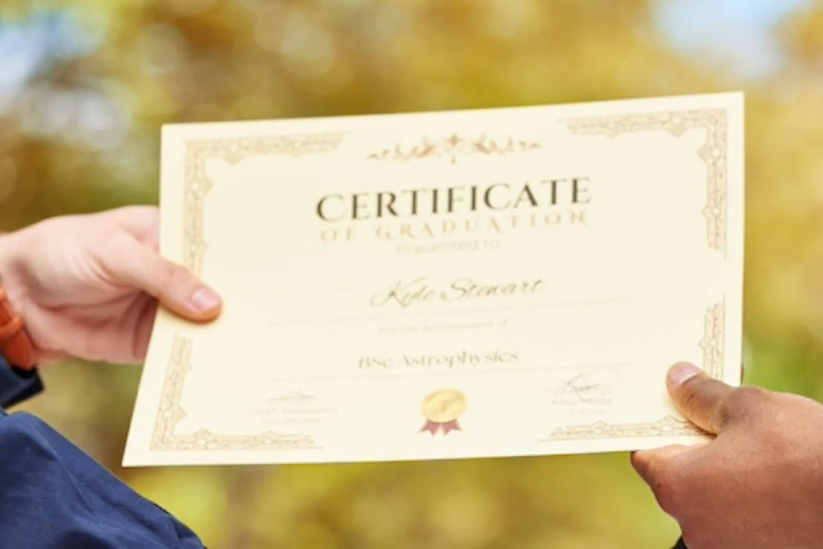 A handshake and a certificate at a graduation