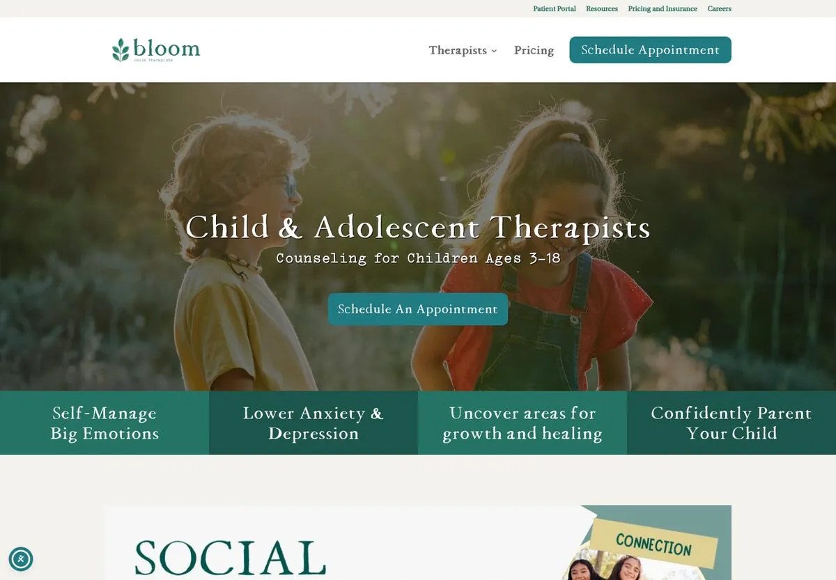 The Bloom Child Therapists website