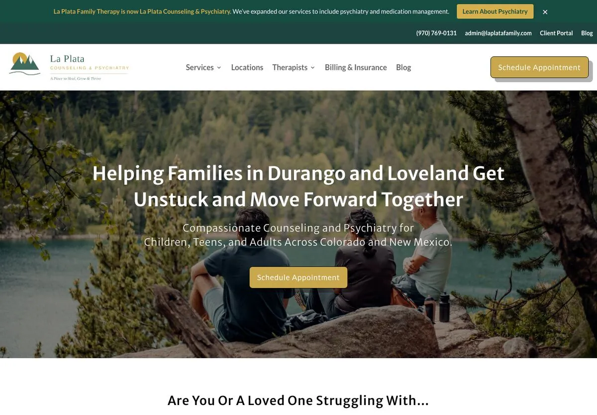 The La Plata Counseling & Psychiatry website