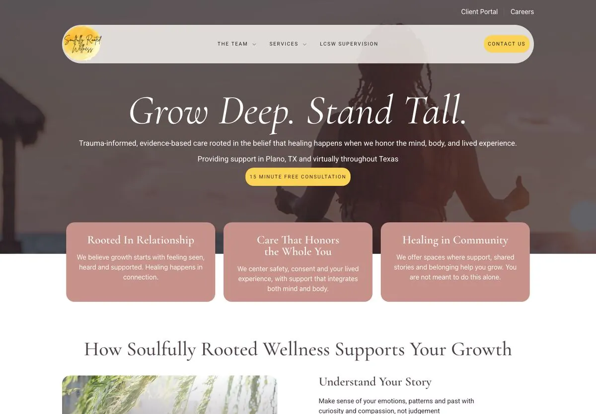 The Soulfully Rooted Wellness website